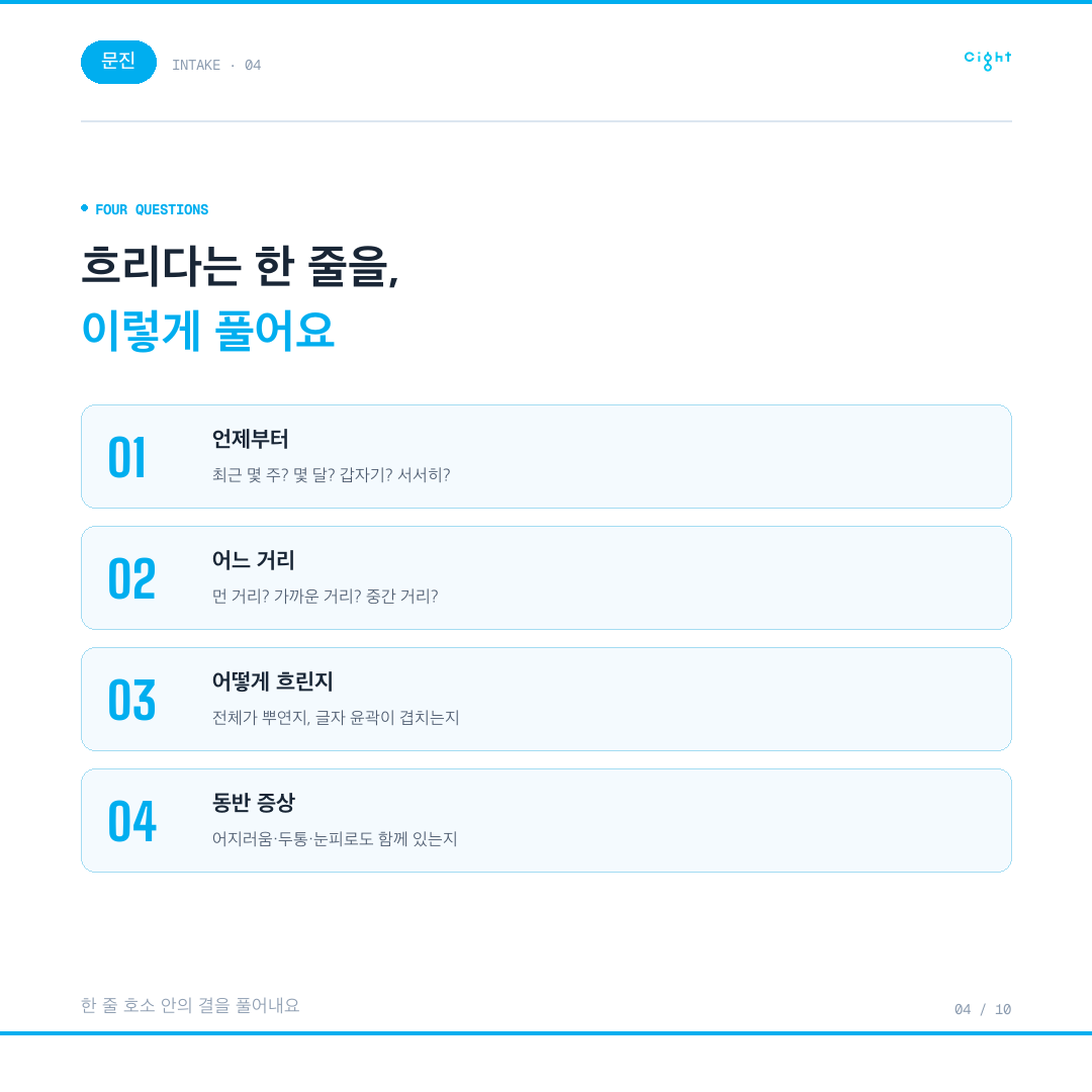 안내렌즈삽입술 10년 뒤 찾아온 원시·난시, 그리고 어지러움을 다스린 무테 안경