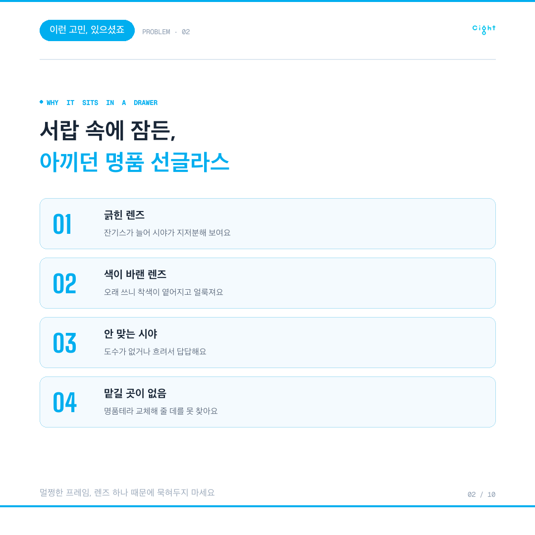 명품 선글라스 렌즈 교체, 정작 살펴야 할 것은 프레임입니다